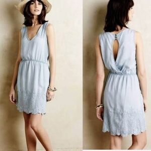 HOLDING HORSES  By Anthropologie Sky Blue Scalloped Mini Dress
